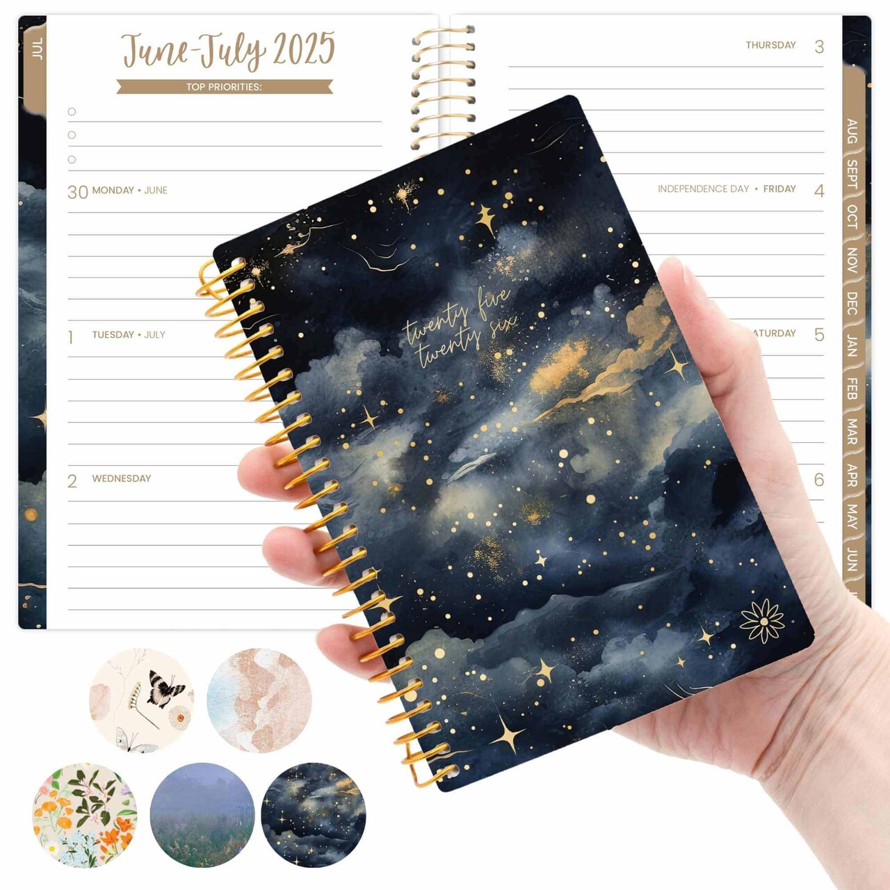 bloom daily planners 2025-26 Academic Planner, Soft Cover, 4" x 6", Midnight Sky